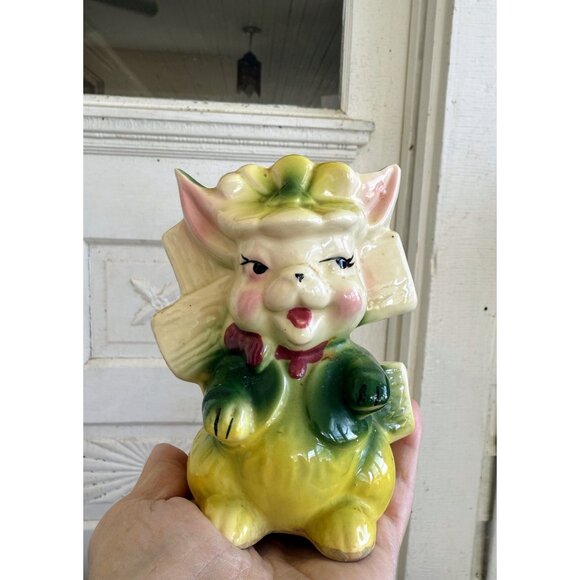 Vintage 50's Anthropomorphic Whimsical Bunny Rabbit Planter Vase - Picture 11 of 13
